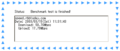 Aterm BR1500H / Downstream: 50.76Mbps; Upstream: 17.79Mbps
